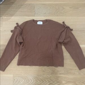 Zara Tan Sweatshirt with Bow Accents